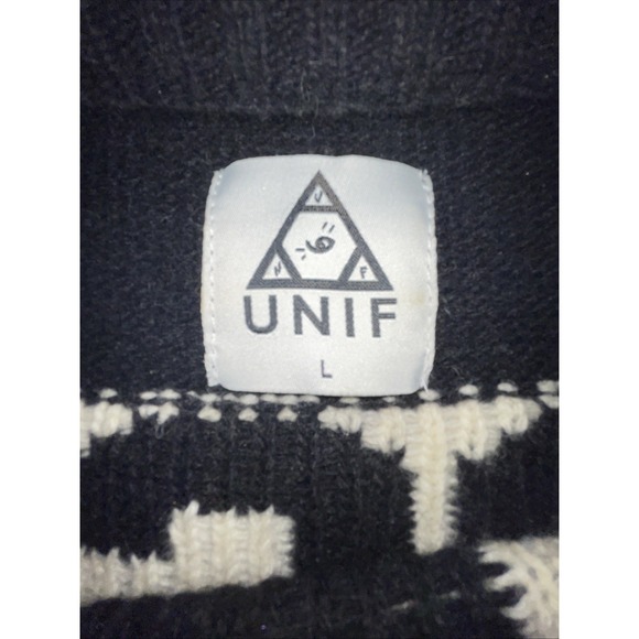 UNIF DIE POSER Sweater 00s Rare Y2K Oversized Intarsia Knit Large - Picture 5 of 9